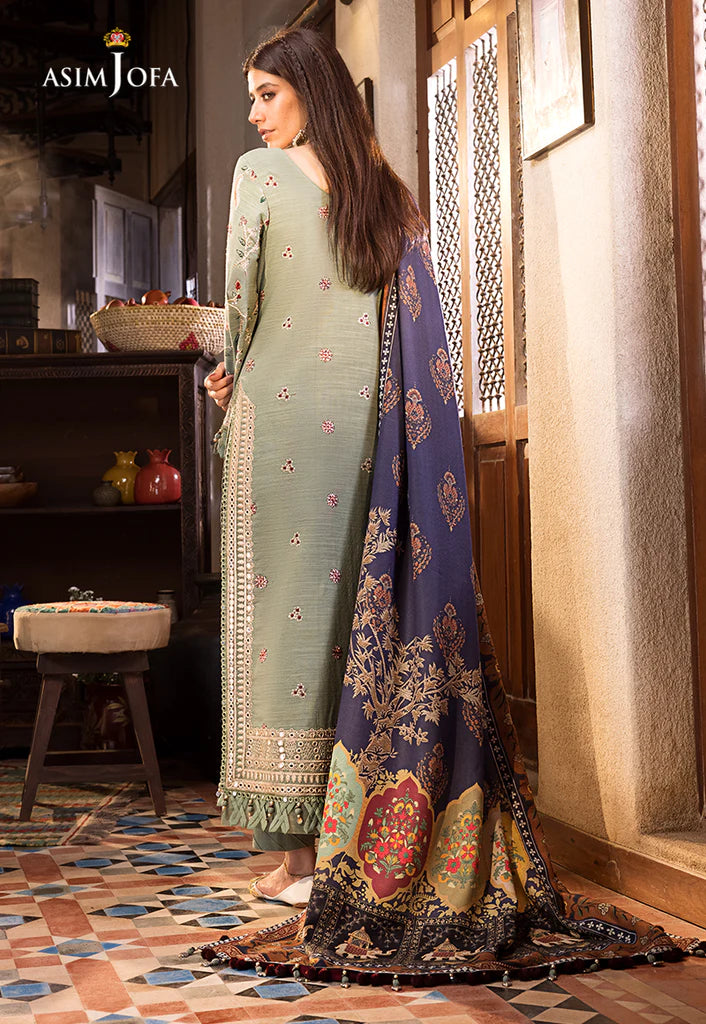 The Syra Edit Unstitched Embrodered Cotton Slub 3Pc Suit AJK-03