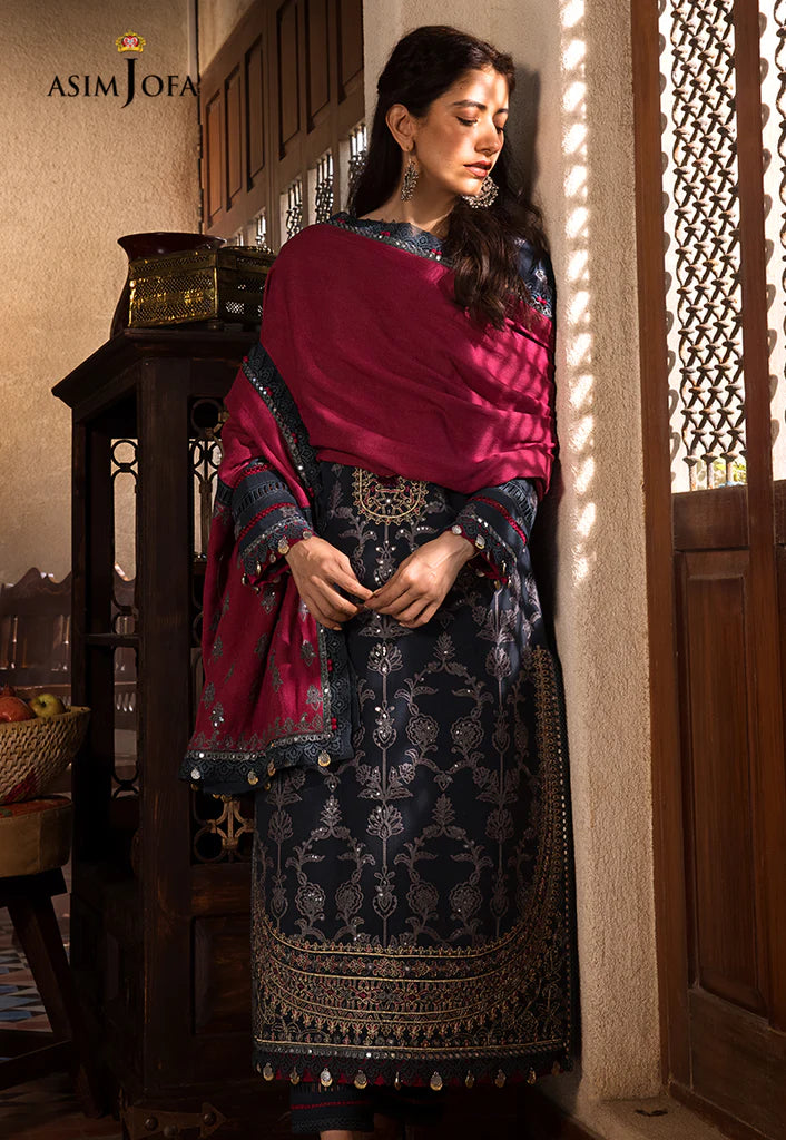 The Syra Edit Unstitched Embrodered Cotton Slub 3Pc Suit AJK-06