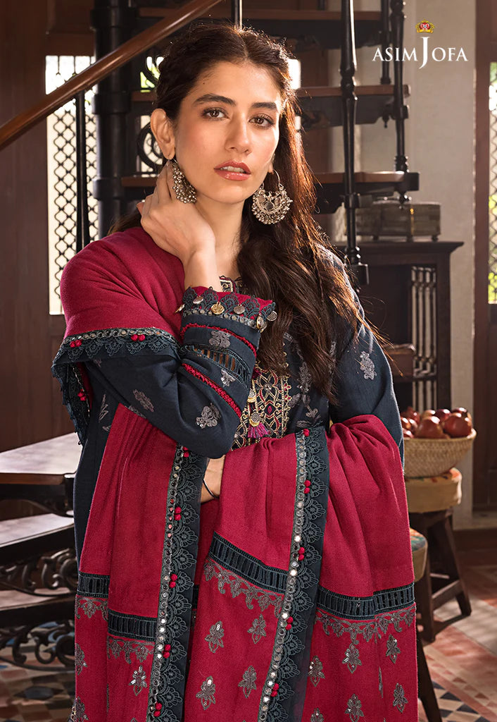 The Syra Edit Unstitched Embrodered Cotton Slub 3Pc Suit AJK-06
