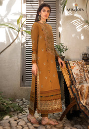 The Syra Edit Unstitched Embrodered Cotton Slub 3Pc Suit AJK-07