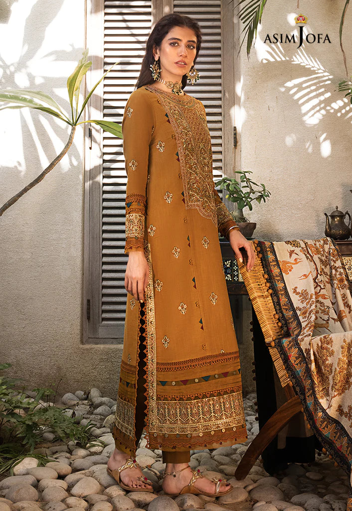 The Syra Edit Unstitched Embrodered Cotton Slub 3Pc Suit AJK-07