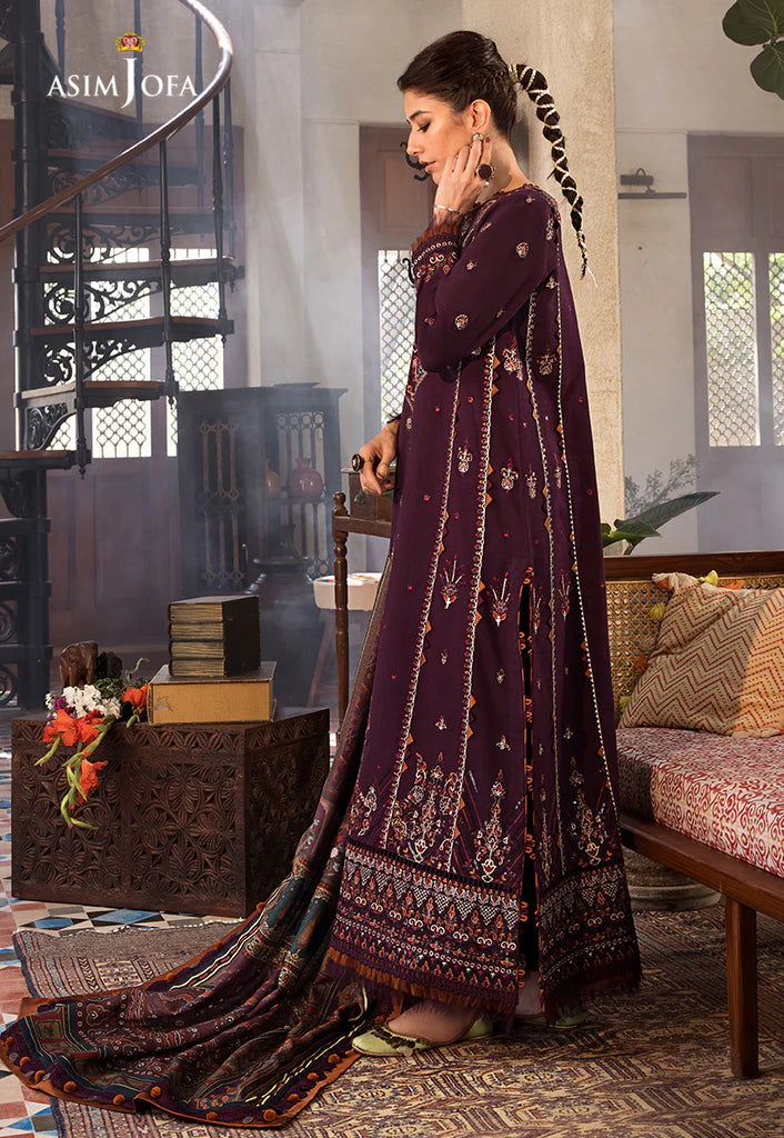 The Syra Edit Unstitched Embrodered Cotton Slub 3Pc Suit AJK-09