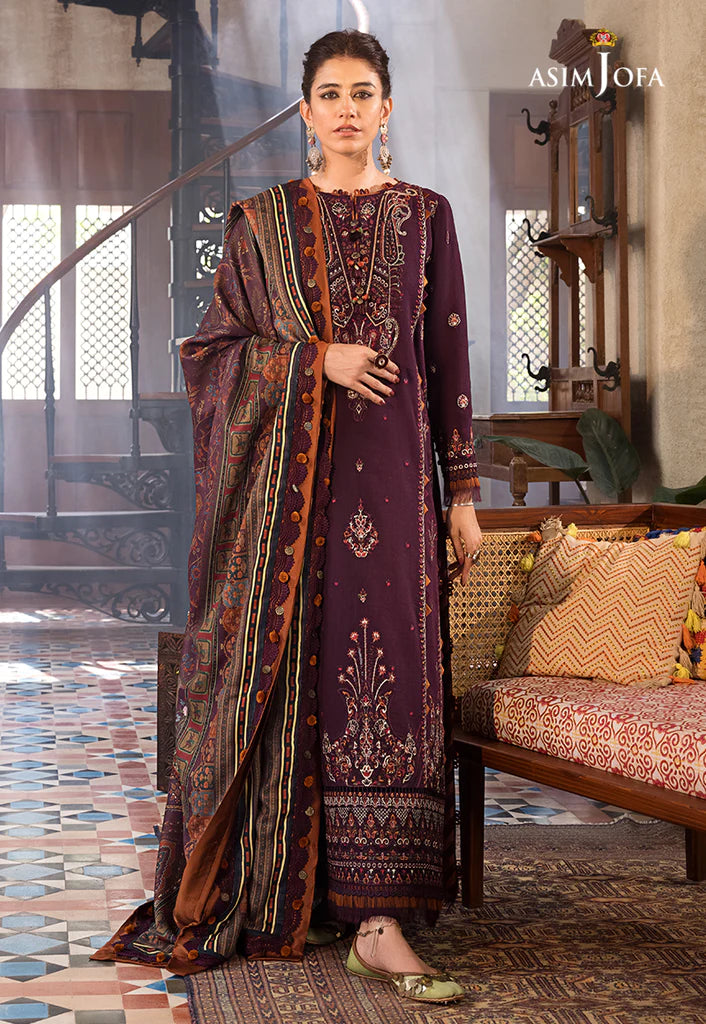 The Syra Edit Unstitched Embrodered Cotton Slub 3Pc Suit AJK-09