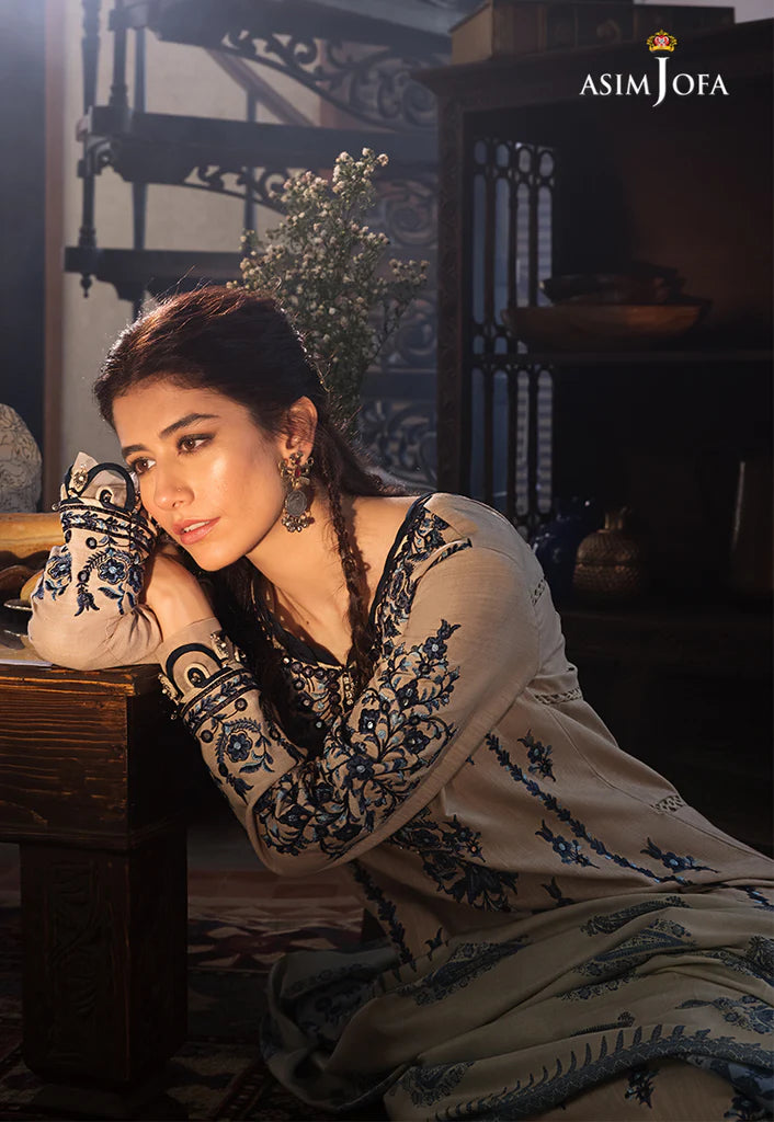 The Syra Edit Unstitched Embrodered Cotton Slub 3Pc Suit AJK-12