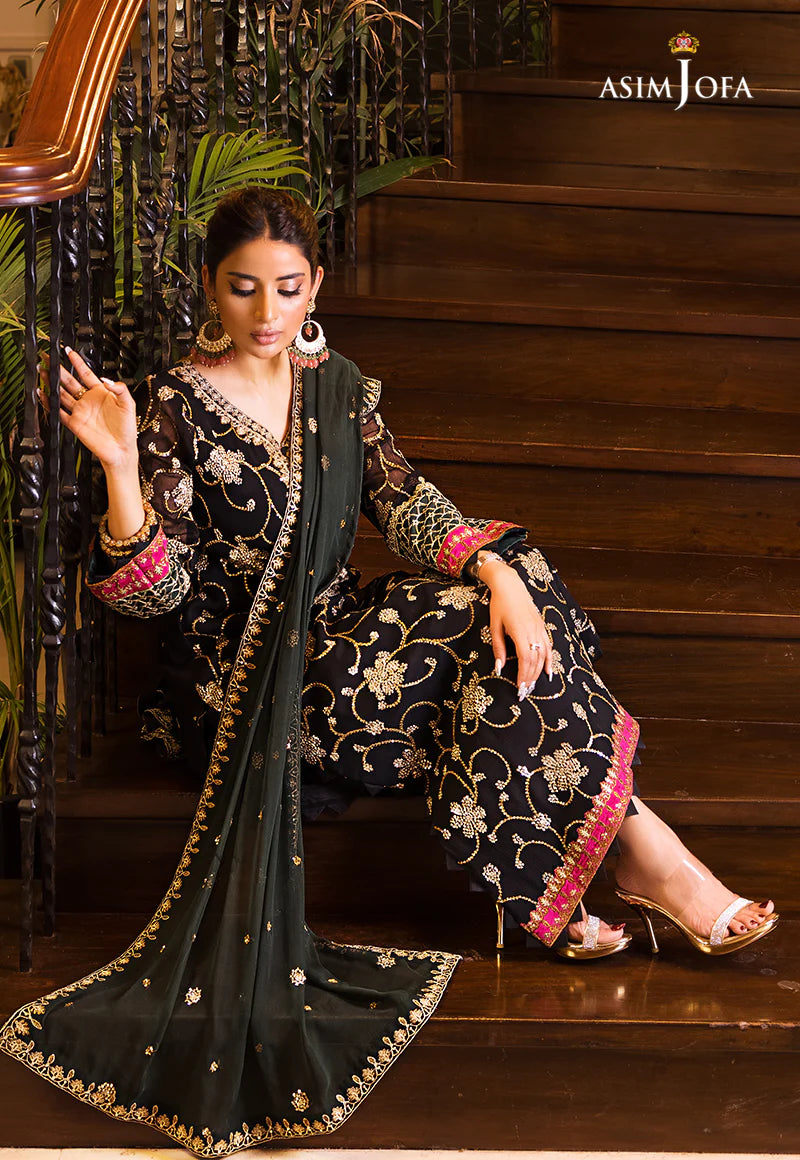 Maahru & Noorie by Asim Jofa Unstitched Embroidered 3Pc Suit AJSM-07