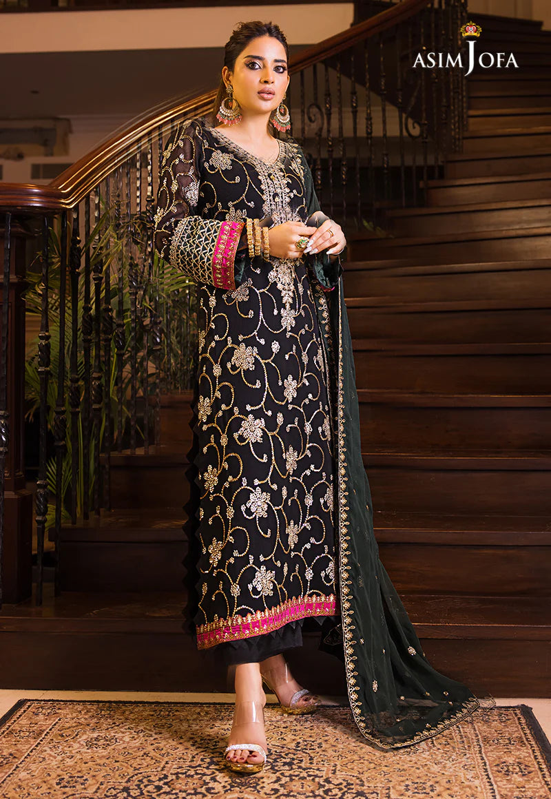 Maahru & Noorie by Asim Jofa Unstitched Embroidered 3Pc Suit AJSM-07