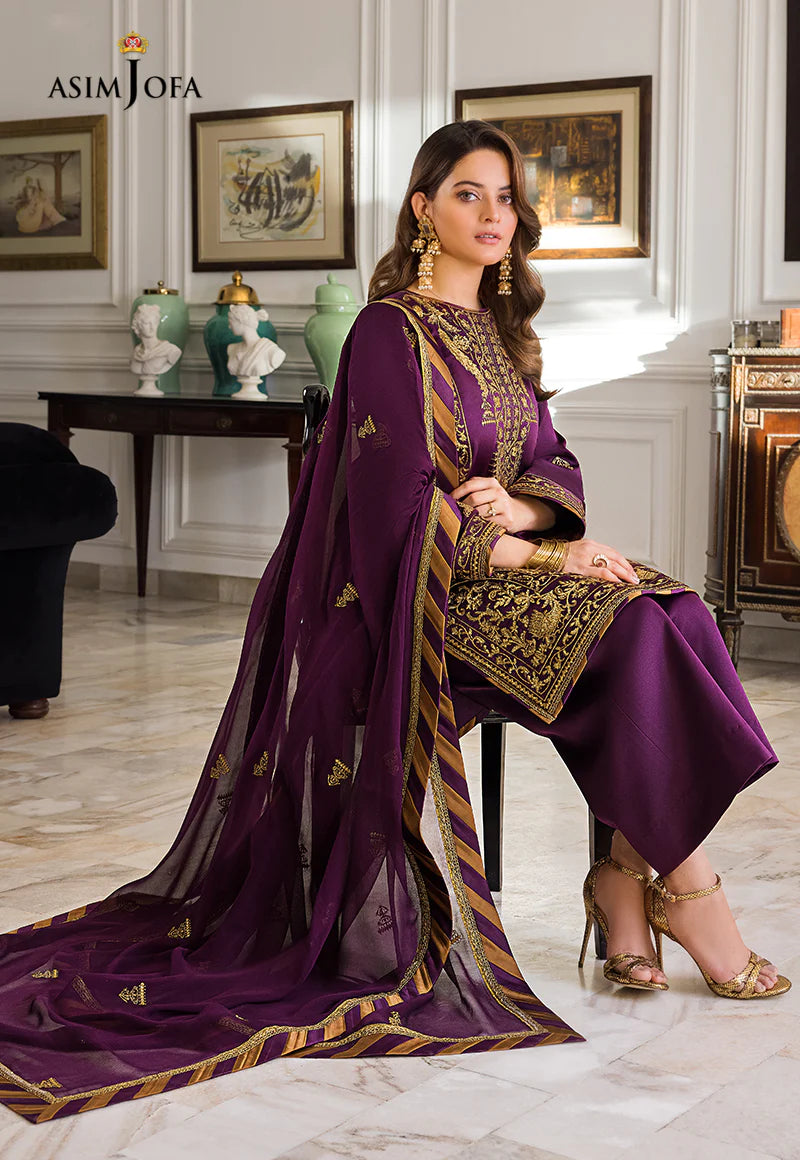 Maahru & Noorie by Asim Jofa Unstitched Embroidered 3Pc Suit AJSM-08