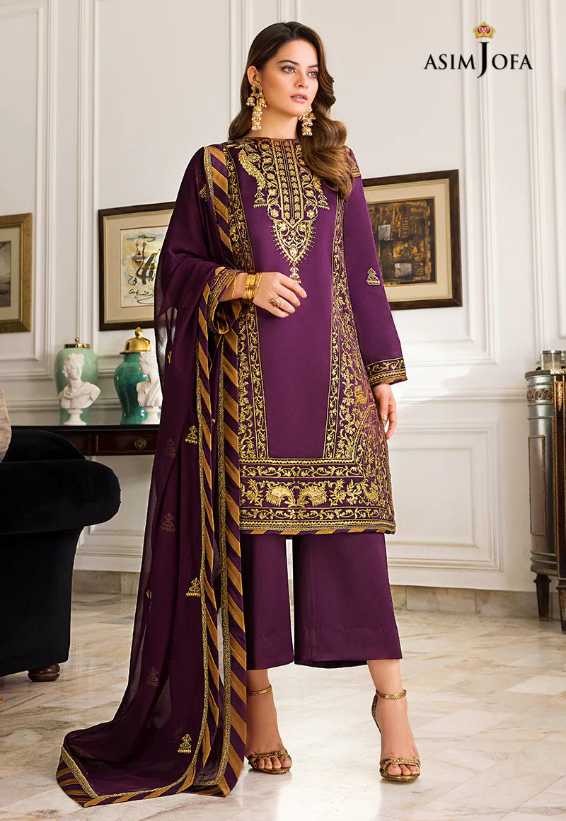 Maahru & Noorie by Asim Jofa Unstitched Embroidered 3Pc Suit AJSM-08