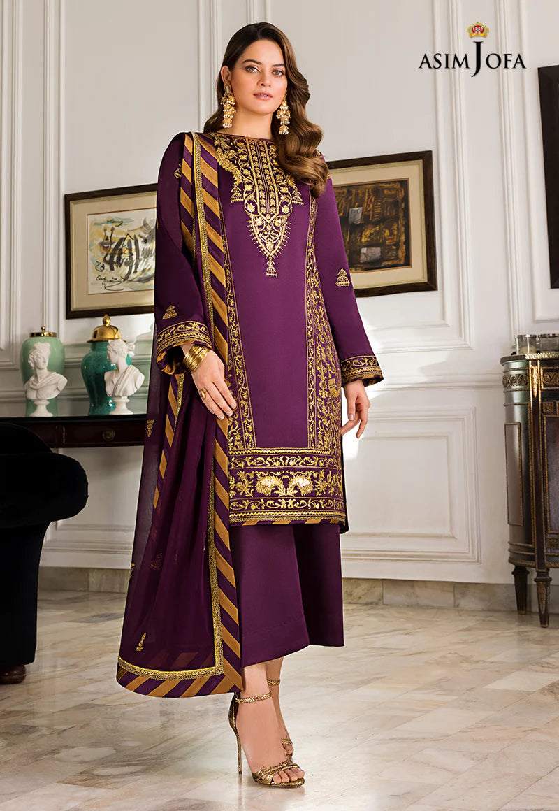 Maahru & Noorie by Asim Jofa Unstitched Embroidered 3Pc Suit AJSM-08
