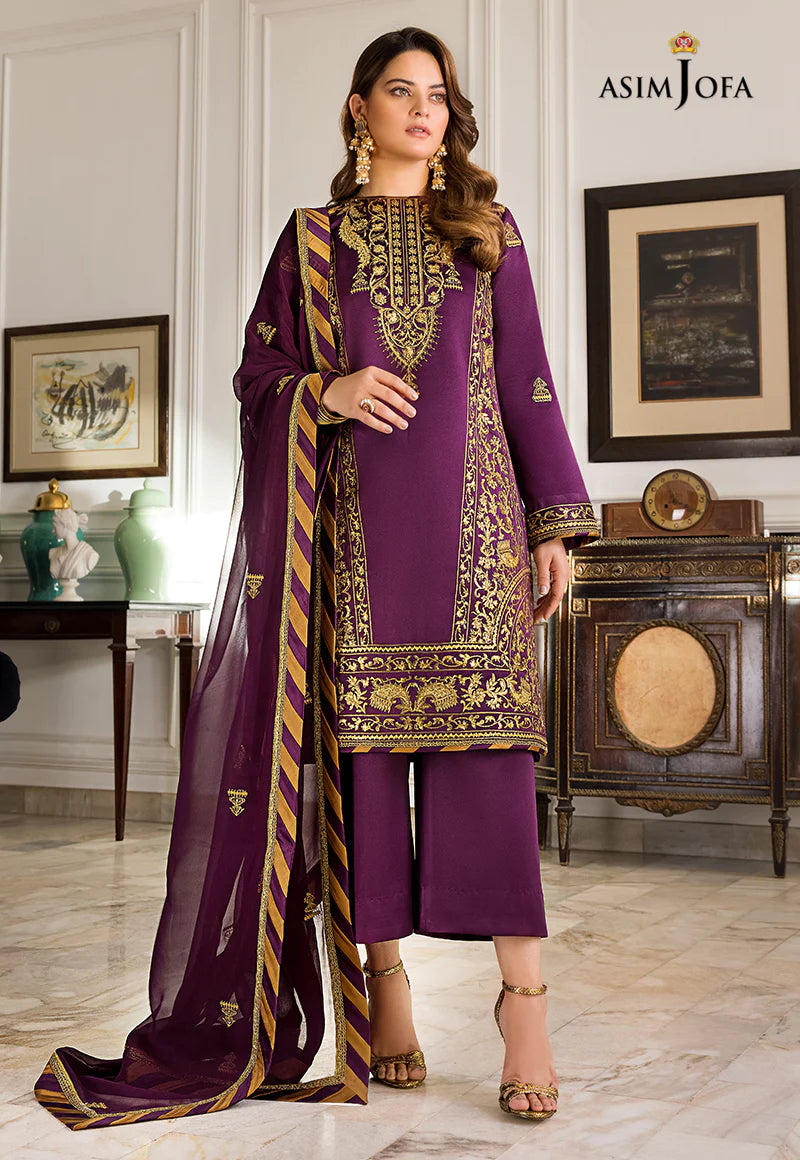 Maahru & Noorie by Asim Jofa Unstitched Embroidered 3Pc Suit AJSM-08