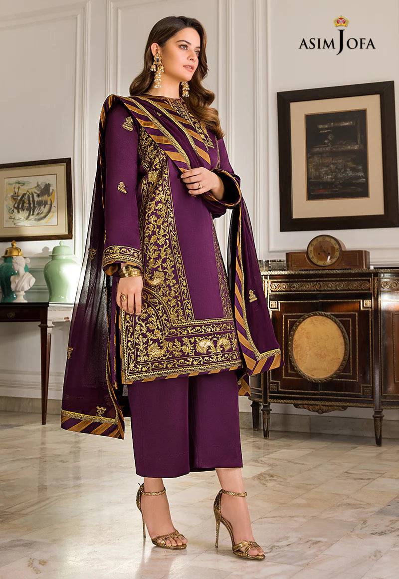 Maahru & Noorie by Asim Jofa Unstitched Embroidered 3Pc Suit AJSM-08