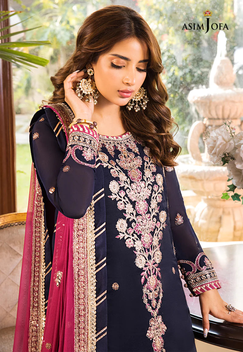 Maahru & Noorie by Asim Jofa Unstitched Embroidered 3Pc Suit AJSM-09