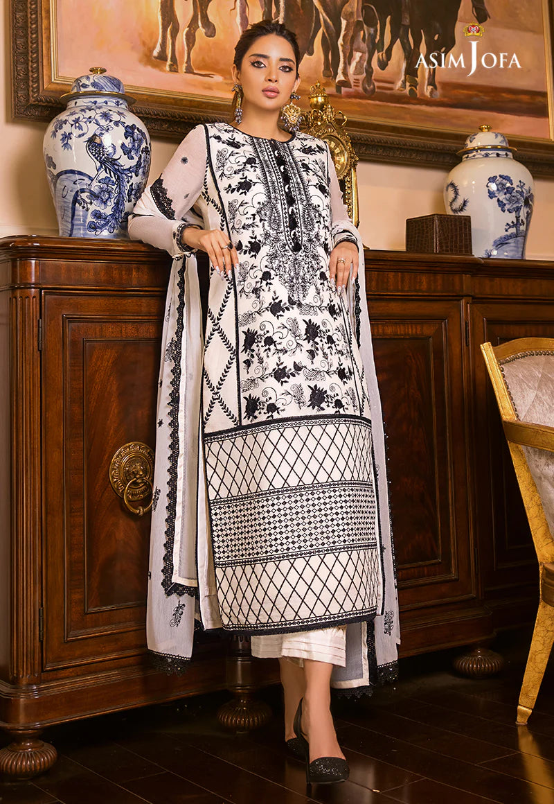 Maahru & Noorie by Asim Jofa Unstitched Embroidered 3Pc Suit AJSM-13