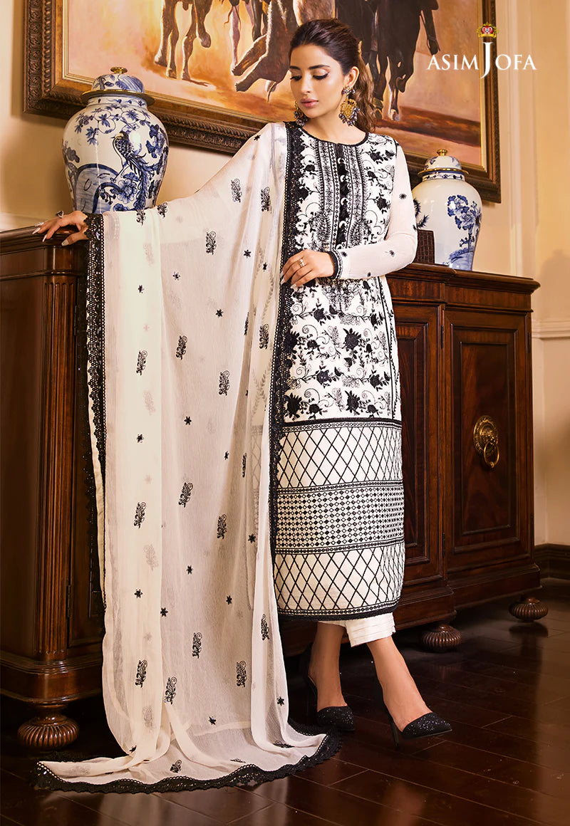 Maahru & Noorie by Asim Jofa Unstitched Embroidered 3Pc Suit AJSM-13