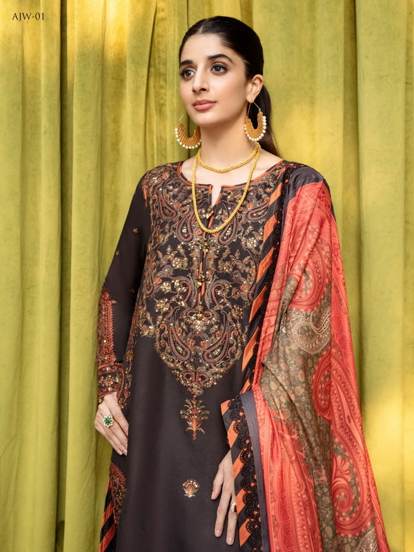 Asim Jofa Asra Unstitched Embroidered Marina 3Pc Suit AJW-01