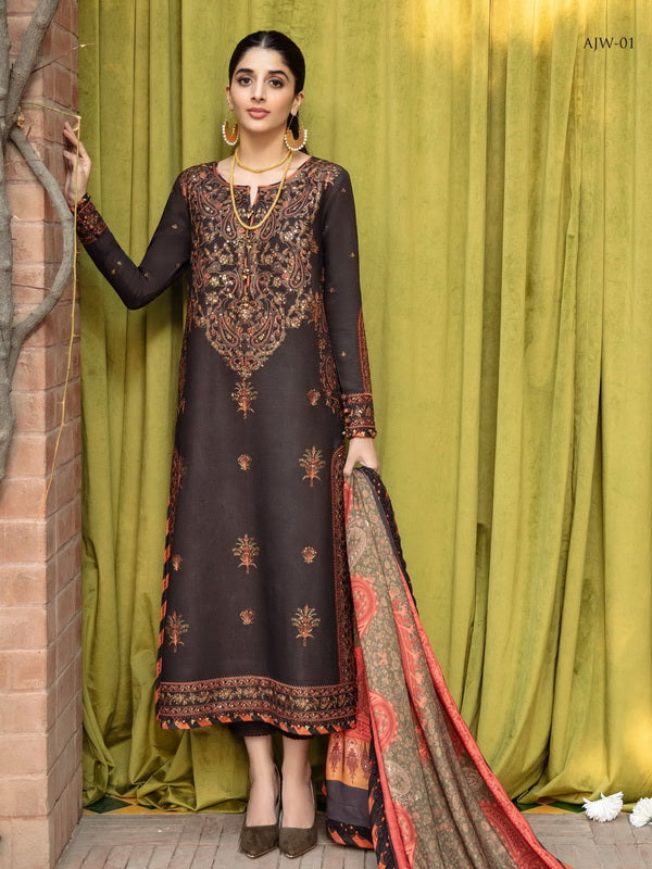 Asim Jofa Asra Unstitched Embroidered Marina 3Pc Suit AJW-01