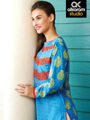 Alkaram Studio Paisley Collection-Kurta AKL 2677-Blue - FaisalFabrics.pk