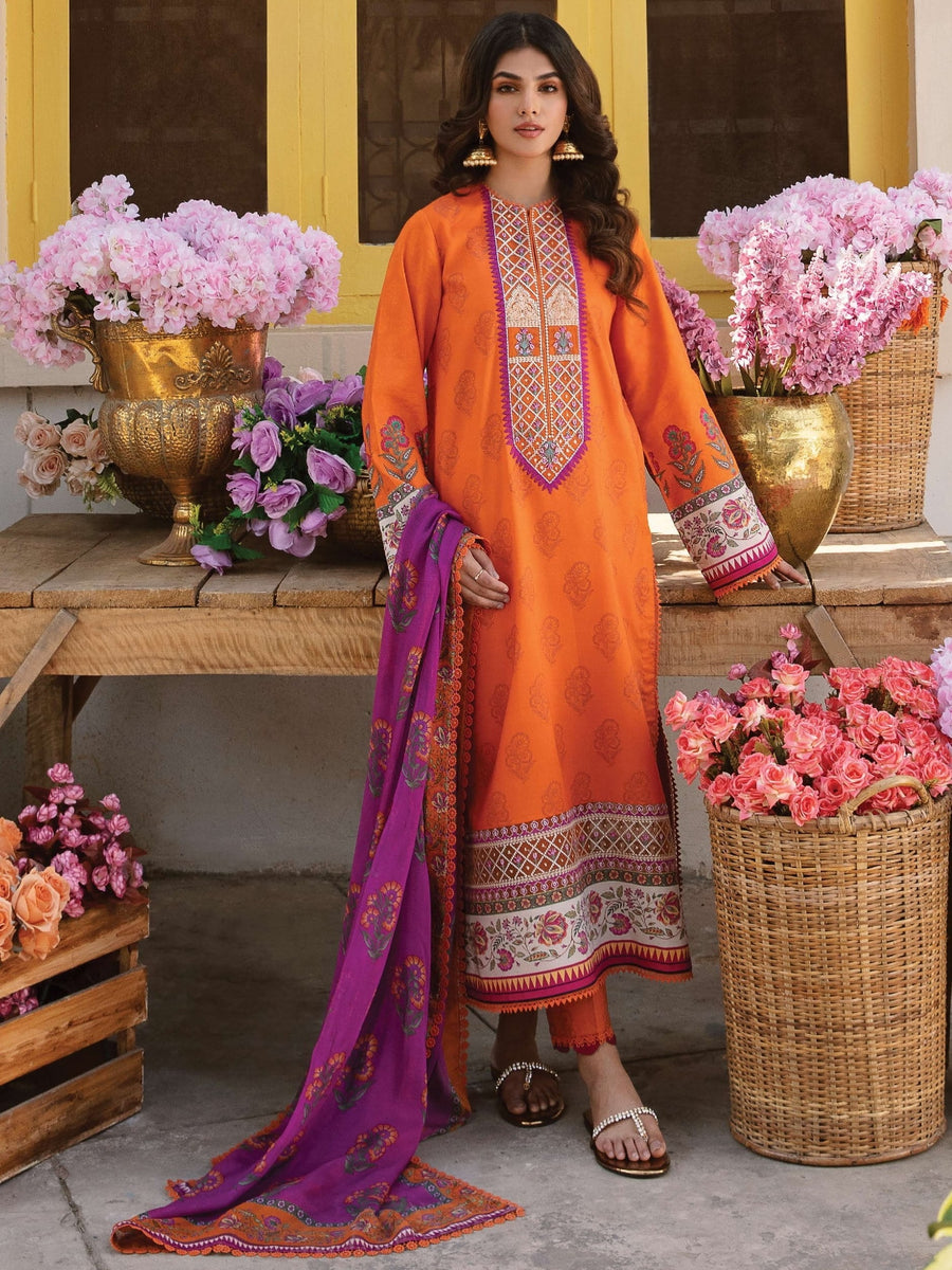 AFROZEH Rangreza Embroidered Lawn Unstitched 3 Piece Suit - AURORA