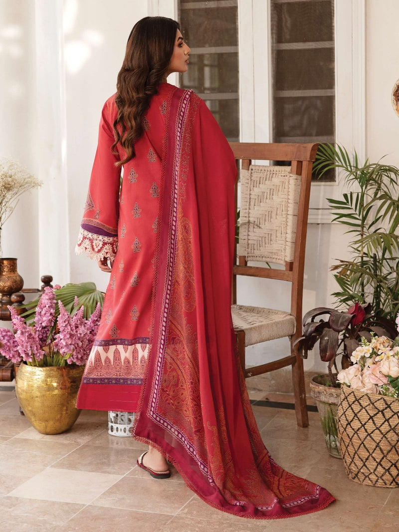AFROZEH Rangreza Embroidered Lawn Unstitched 3 Piece Suit - ELAYNE