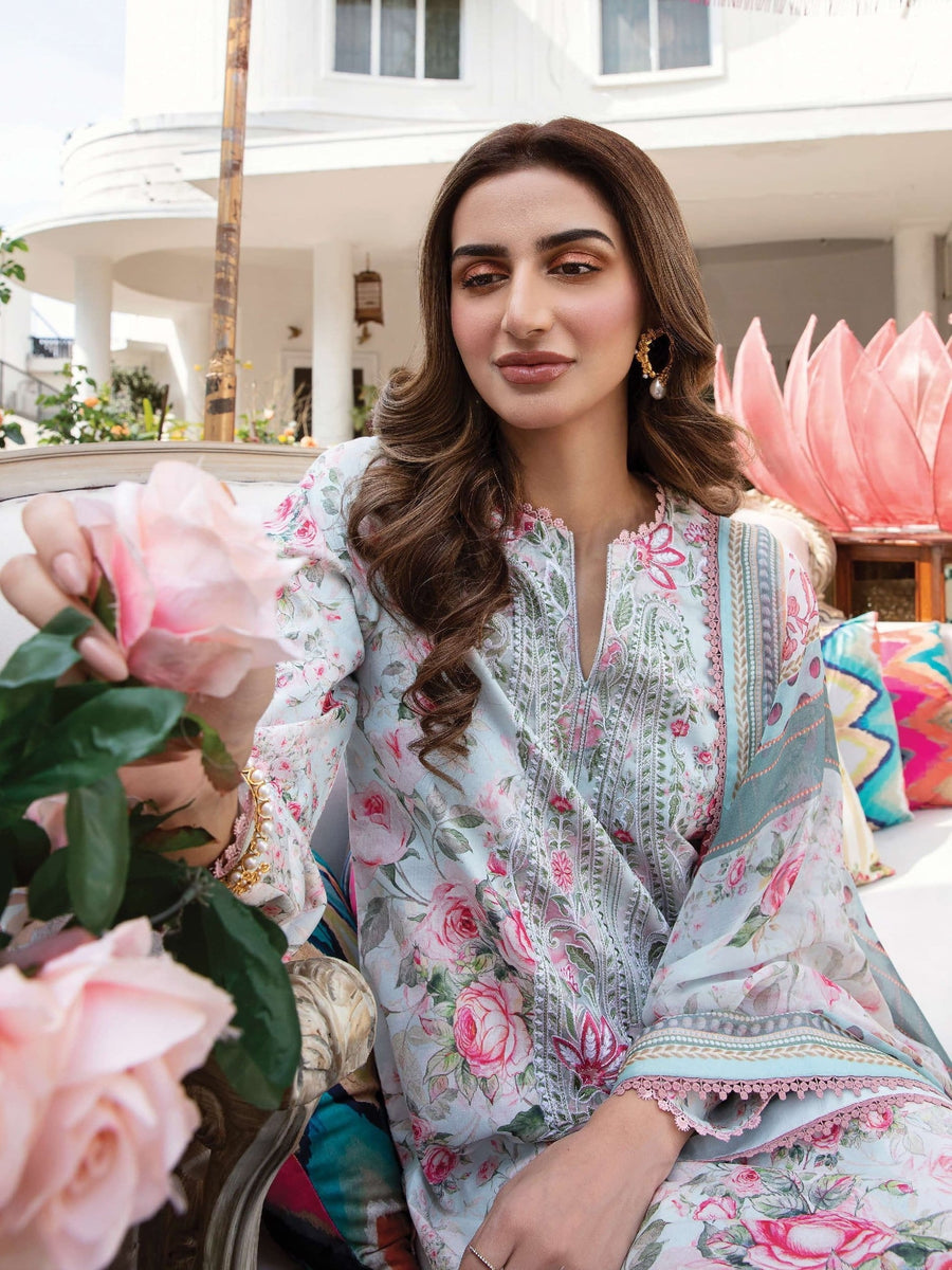 AFROZEH Rangreza Embroidered Lawn Unstitched 3 Piece Suit - EUNOIA