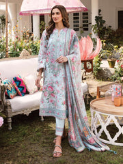 AFROZEH Rangreza Embroidered Lawn Unstitched 3 Piece Suit - EUNOIA