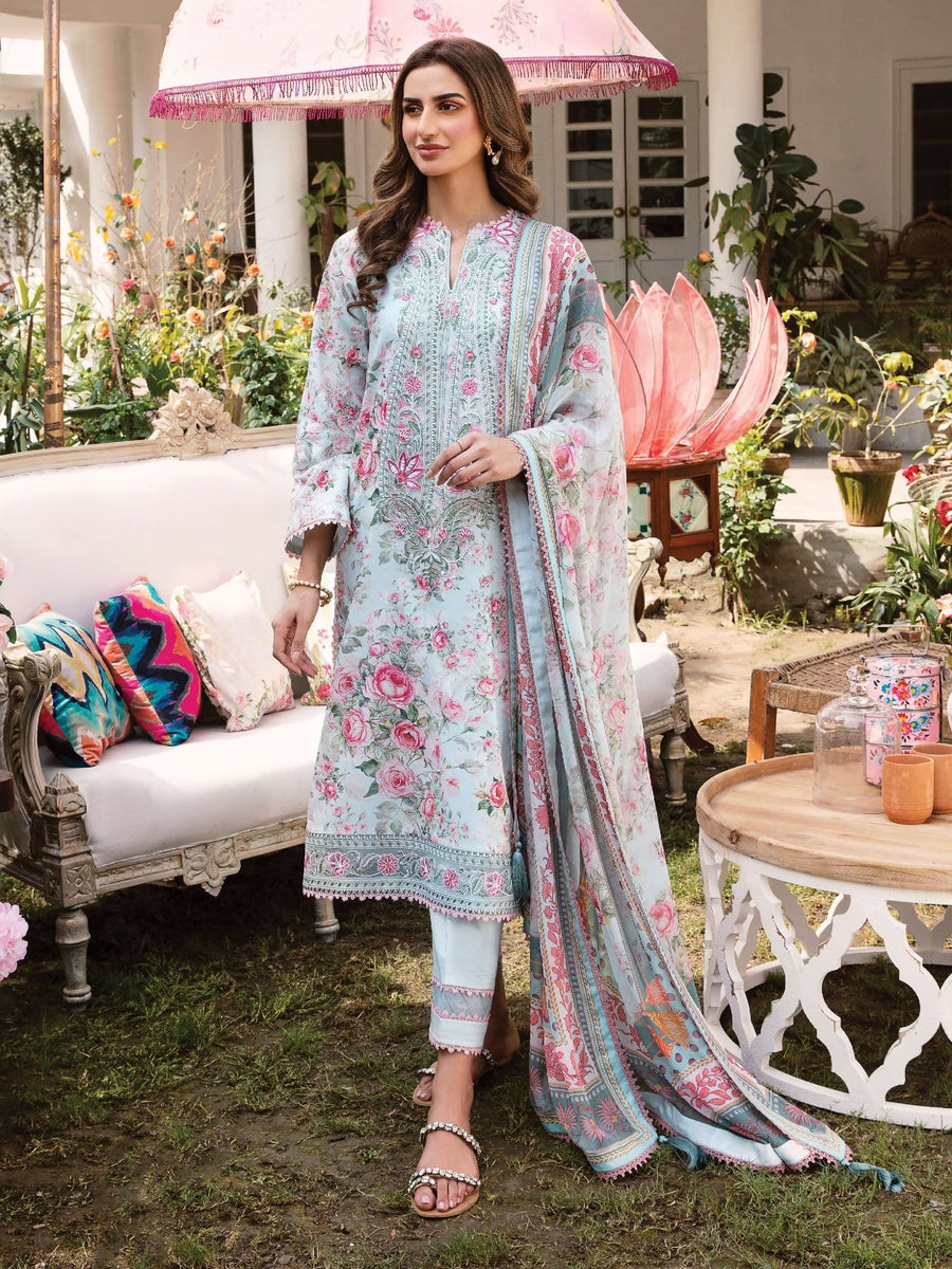 AFROZEH Rangreza Embroidered Lawn Unstitched 3 Piece Suit - EUNOIA