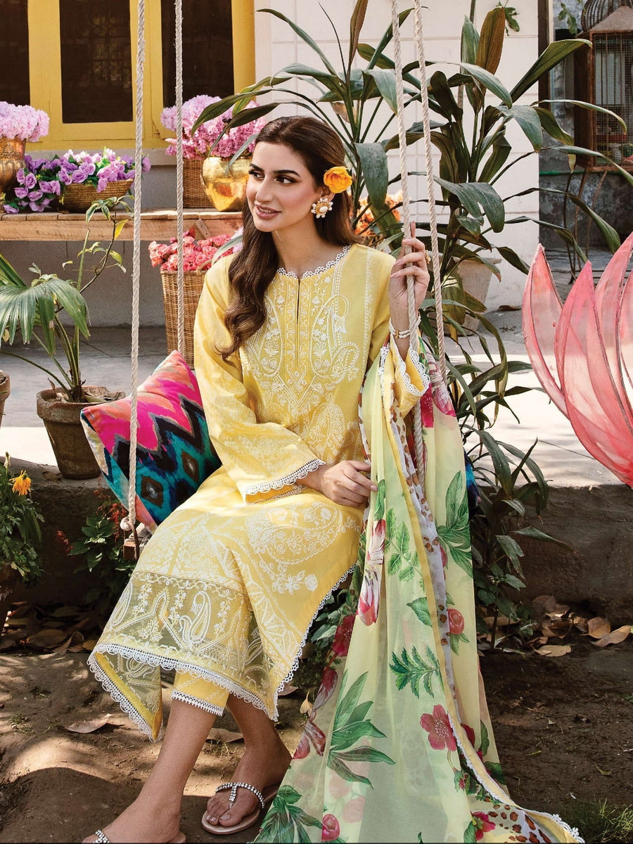 AFROZEH Rangreza Embroidered Lawn Unstitched 3 Piece Suit - MERAKI