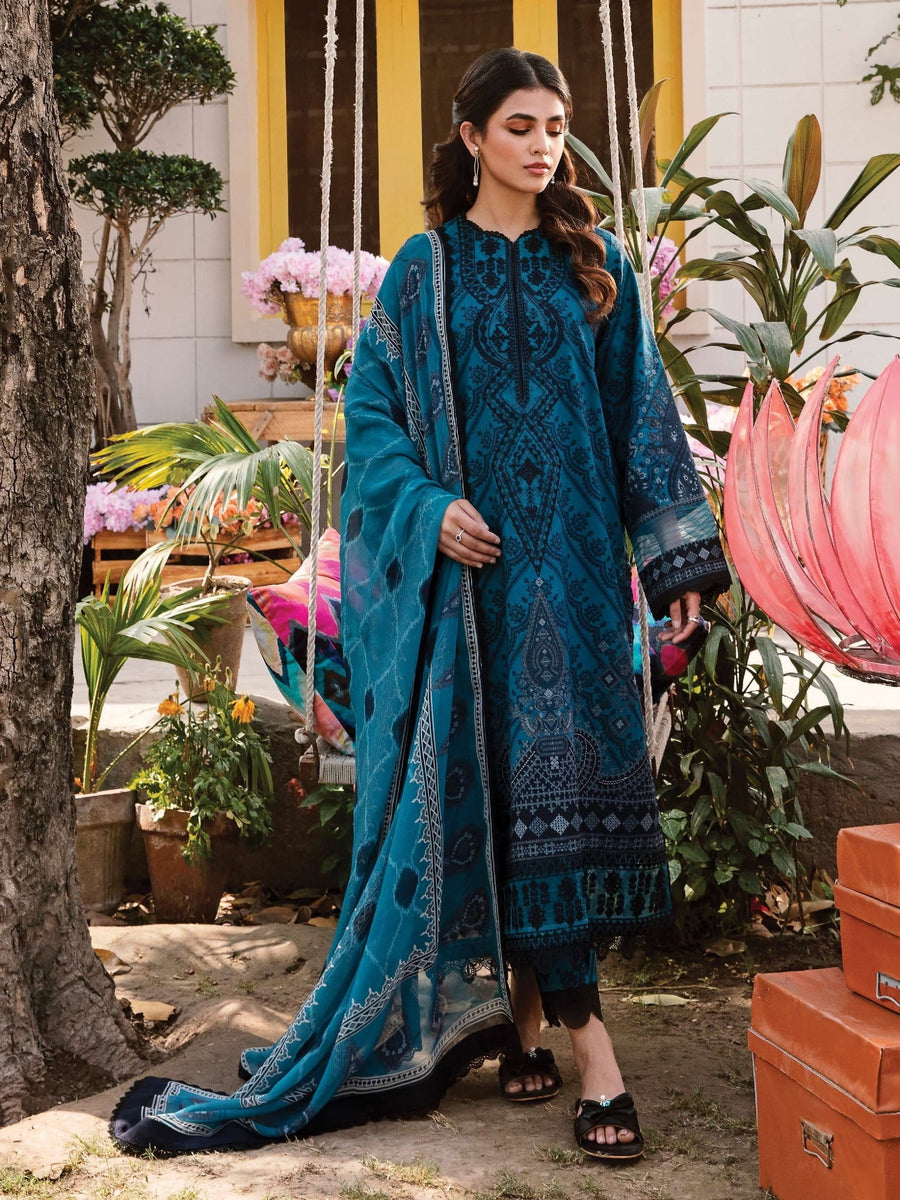 AFROZEH Rangreza Embroidered Lawn Unstitched 3 Piece Suit - ELYSIAN