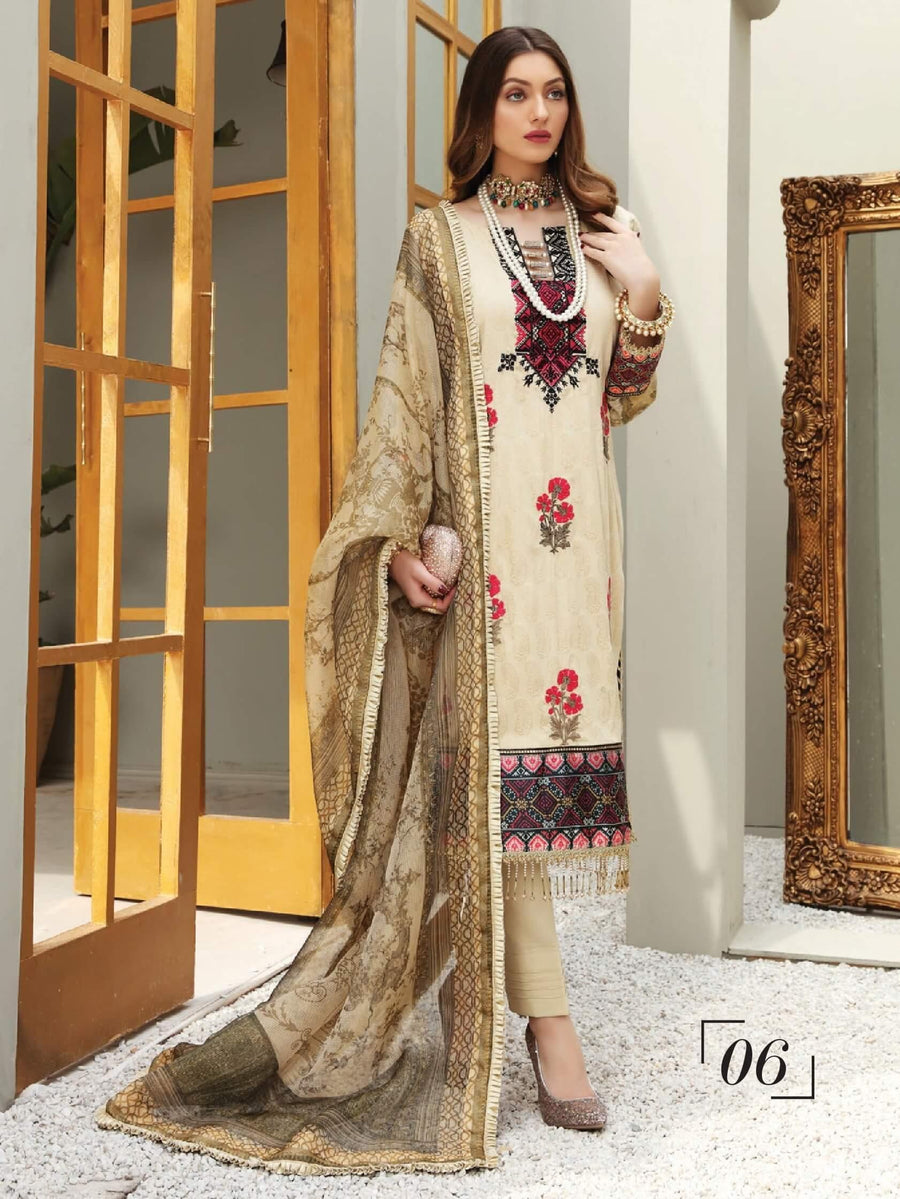 Al Zohaib Festive Hues Premium Lawn 2021 Unstitched 3 Piece Suit D-06 - FaisalFabrics.pk