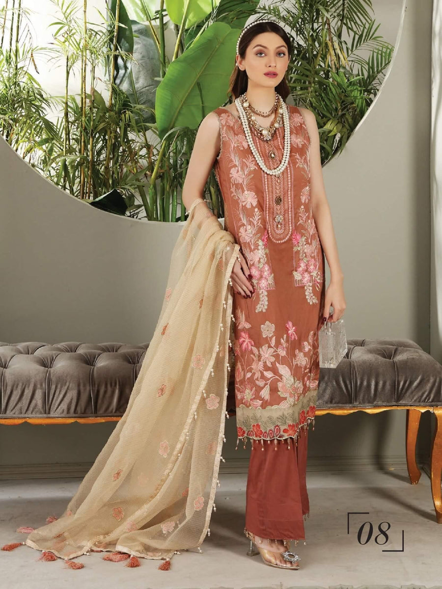 Al Zohaib Festive Hues Premium Lawn 2021 Unstitched 3 Piece Suit D-08 - FaisalFabrics.pk