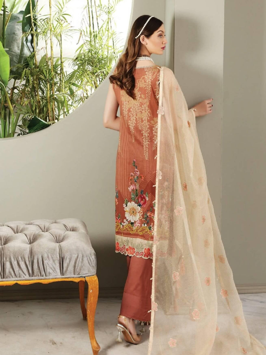 Al Zohaib Festive Hues Premium Lawn 2021 Unstitched 3 Piece Suit D-08 - FaisalFabrics.pk