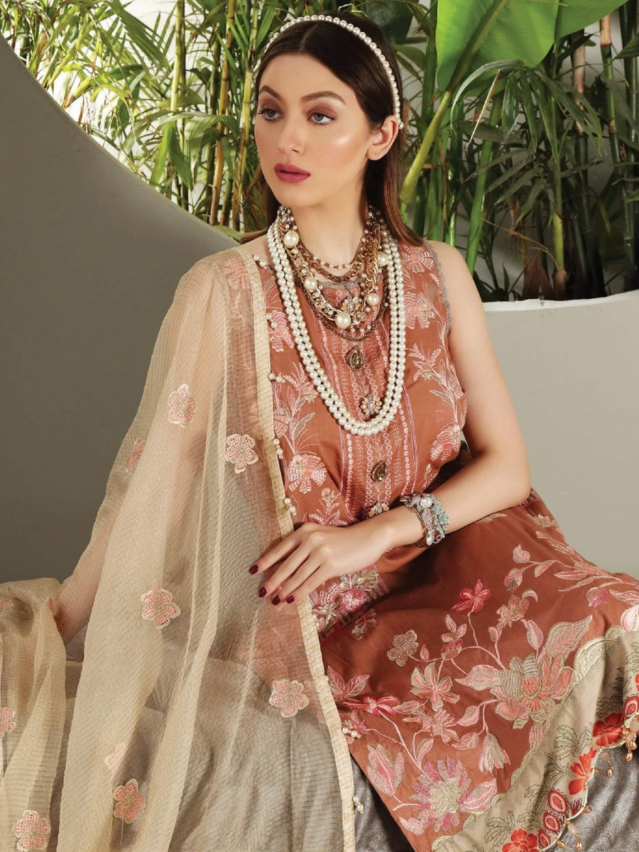 Al Zohaib Festive Hues Premium Lawn 2021 Unstitched 3 Piece Suit D-08 - FaisalFabrics.pk