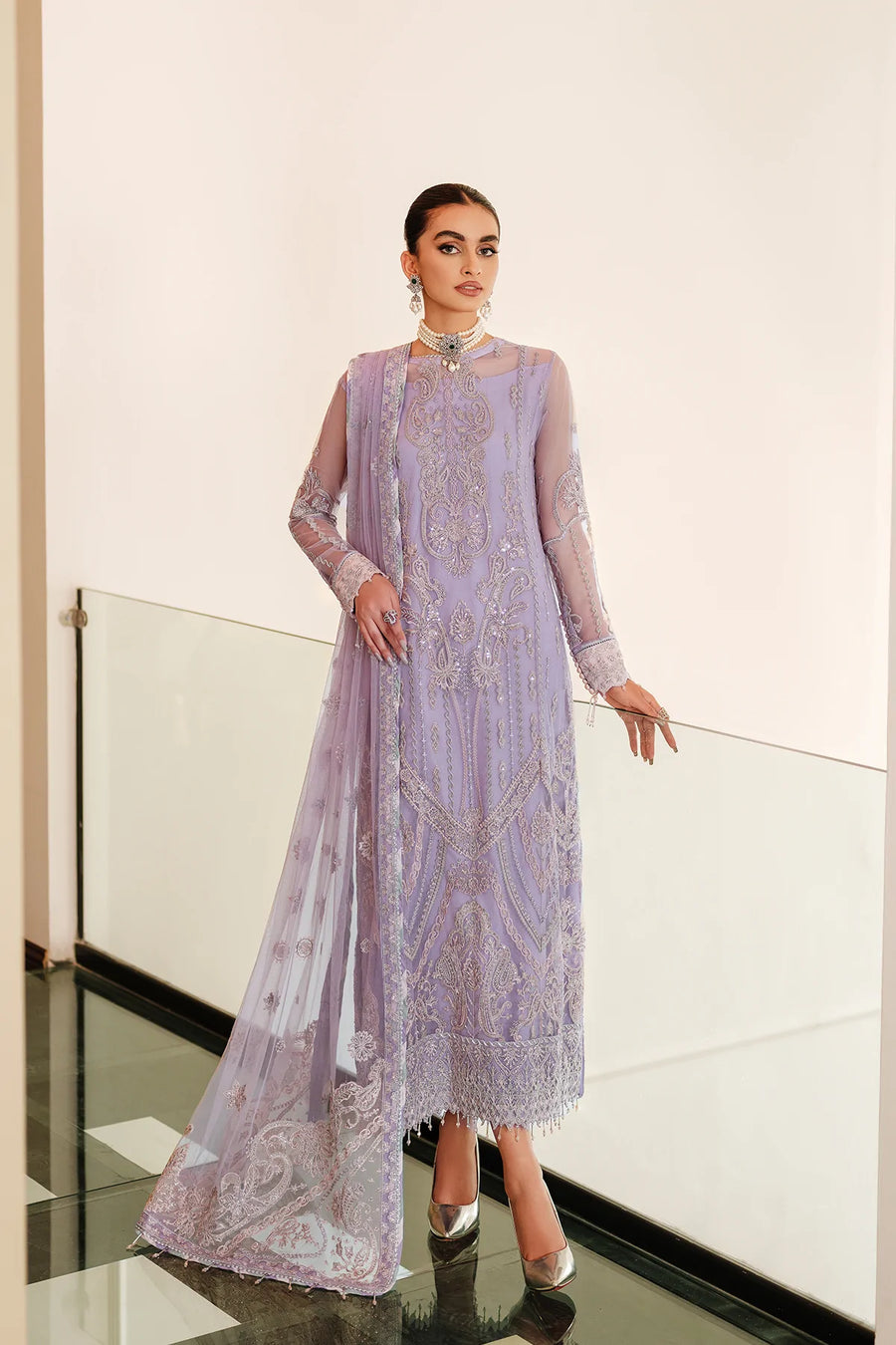 FARASHA Lueur Unstitched Embroidered Luxury Net Suit 02-AMELIA
