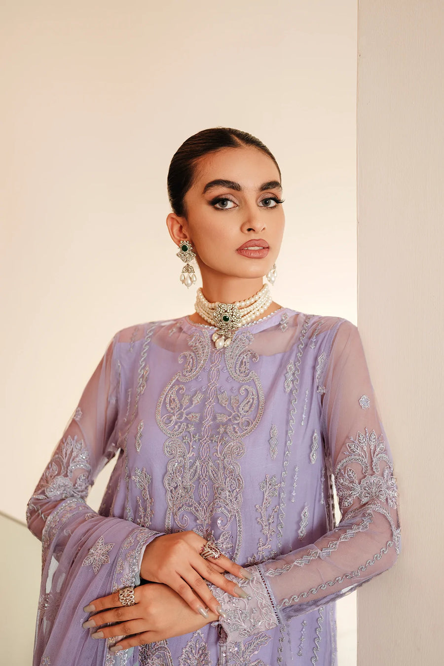 FARASHA Lueur Unstitched Embroidered Luxury Net Suit 02-AMELIA