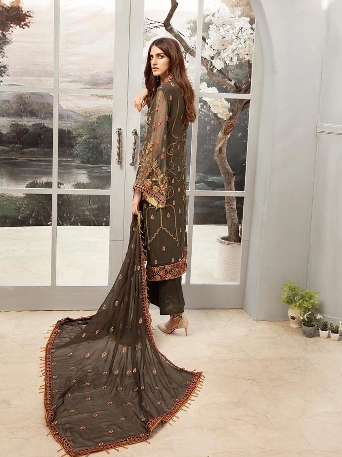 EMAAN ADEEL Luxury Chiffon Collection 2020 Embroidered 3PC Suit EA-1208 - FaisalFabrics.pk