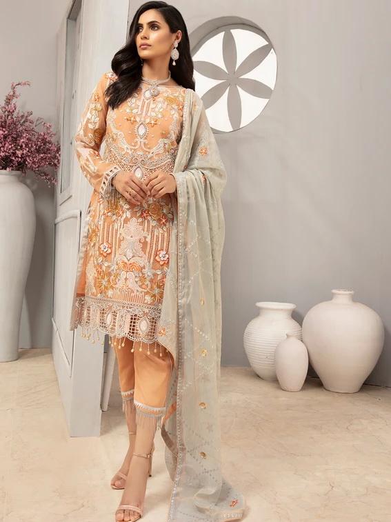 EMAAN ADEEL Luxury Chiffon Collection 2020 Embroidered 3PC Suit EA-1209 - FaisalFabrics.pk