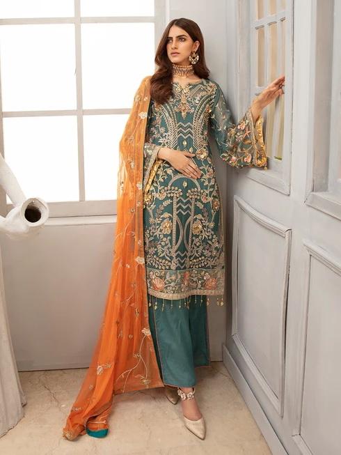 EMAAN ADEEL Luxury Chiffon Collection 2020 Embroidered 3PC Suit EA-1210 - FaisalFabrics.pk