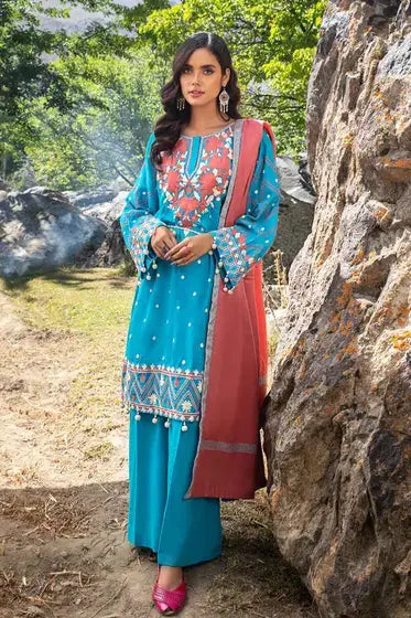 Gul Ahmed Pure Joy of Winter Embroidered Khaddar 3Pc Suit AP-12027