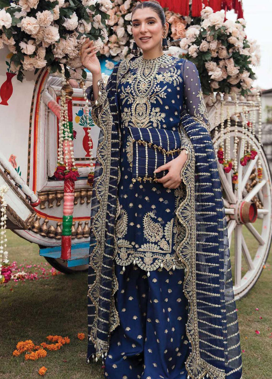 Afrozeh Shehnai Embroidered Chiffon 3Pc Suit AS-22-10 GUL-E -RANA