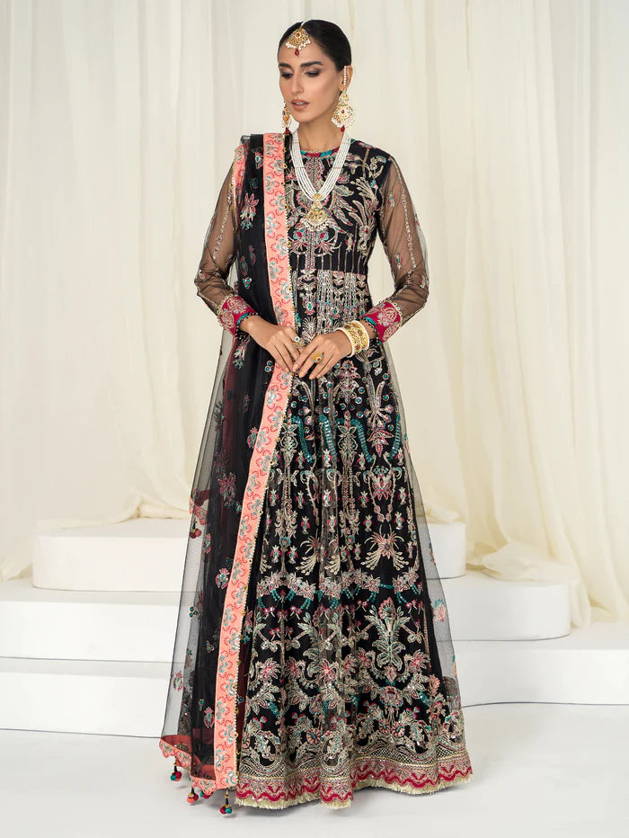 hada Ahdia Unstitched Embroidered Luxury Formal Suit AH-01 ASWAD