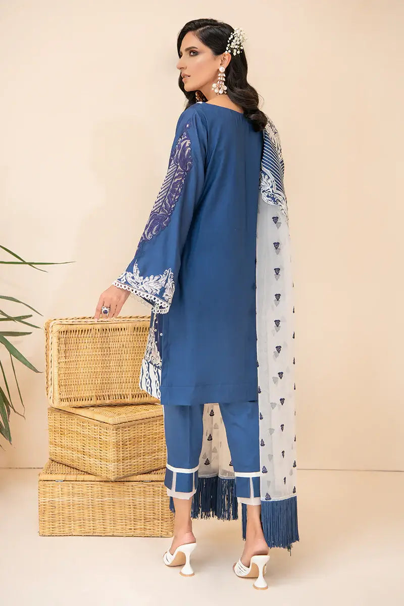 Maria Osama Khan L'Amour Basic Pret 3Pc Satin Suit - AZURE