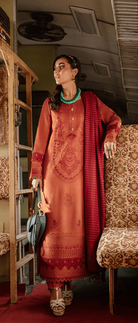 Rang Rasiya Safarnama Embroidered Cotail Unstitched 3Pc D-05 Aabroo