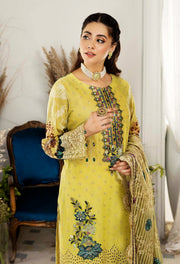 Adan's Libas Chartreuse Chikankari Lawn Unstitched 3Pc Suit D-05