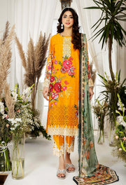 Adan's Libas Chartreuse Chikankari Lawn Unstitched 3Pc Suit D-07