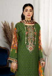 Adan's Libas Chartreuse Chikankari Lawn Unstitched 3Pc Suit D-09