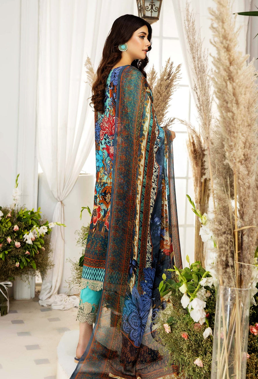 Adan's Libas Chartreuse Chikankari Lawn Unstitched 3Pc Suit D-10
