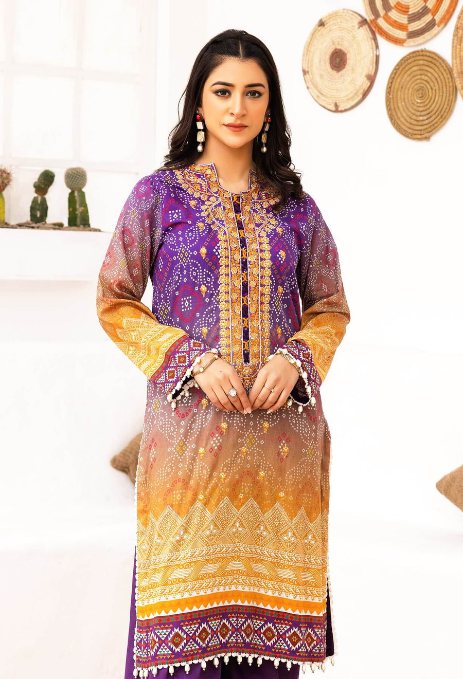 Adan's Libas Chunri Embroidered Lawn Unstitched 2Piece Suit D-10