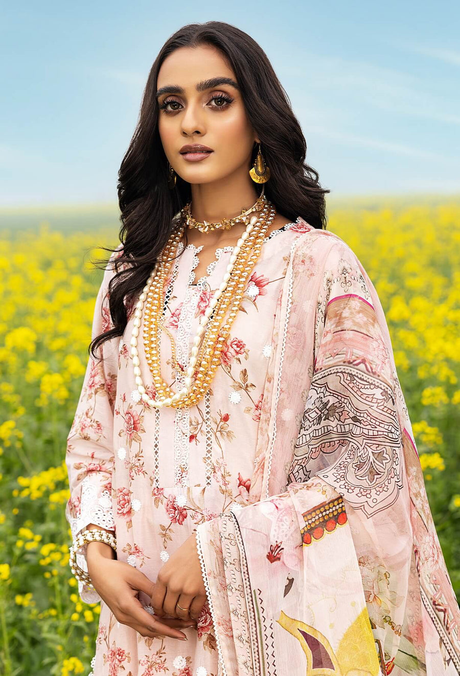 Adan's Libas Sarson Embroidered Lawn Unstitched 3Piece Suit D-08