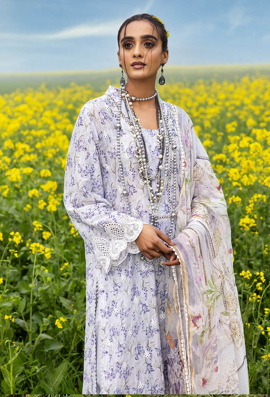 Adan's Libas Sarson Embroidered Lawn Unstitched 3Piece Suit D-09