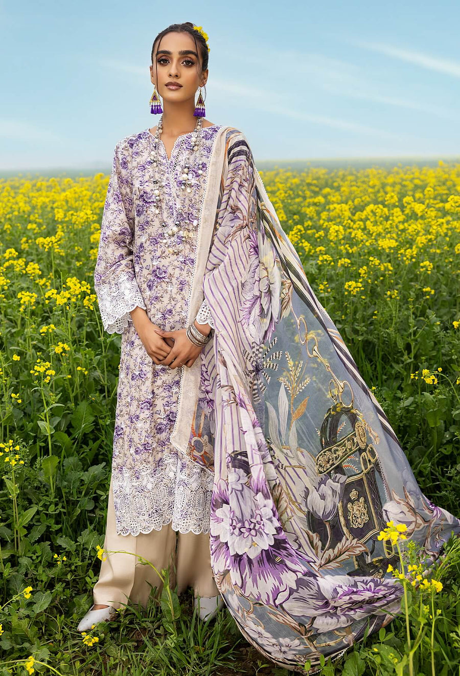 Adan's Libas Sarson Embroidered Lawn Unstitched 3Piece Suit D-03